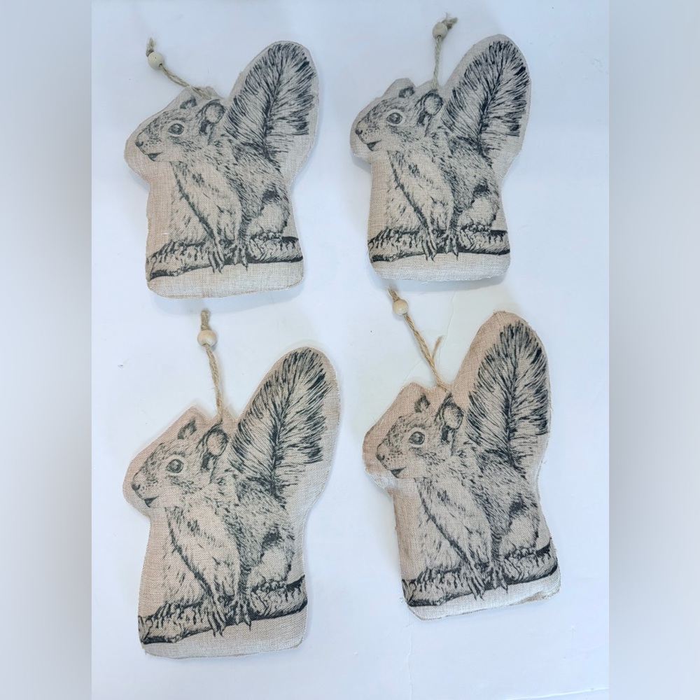 Holiday Time Brown Squirrel Print 7.5" Christmas Ornaments 4-Pack
